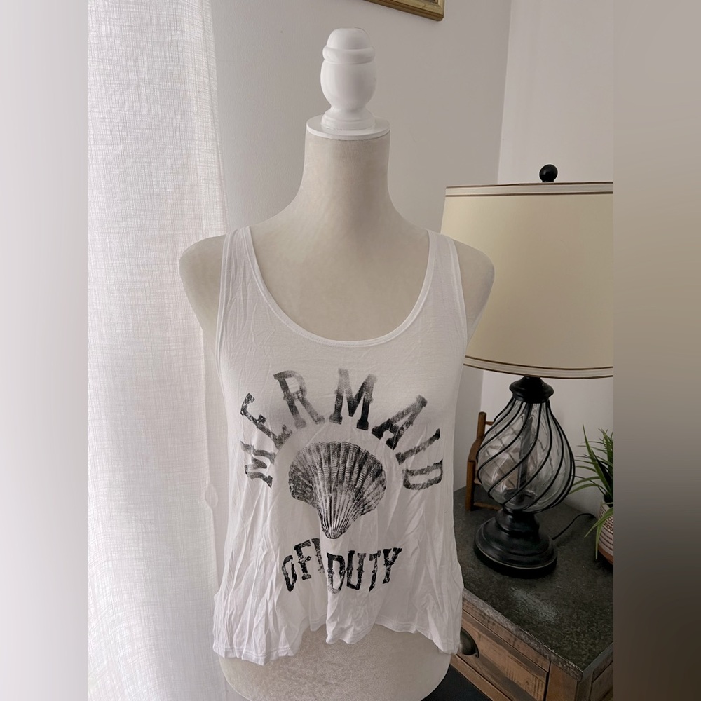Mermaid Off Duty White Tank Top